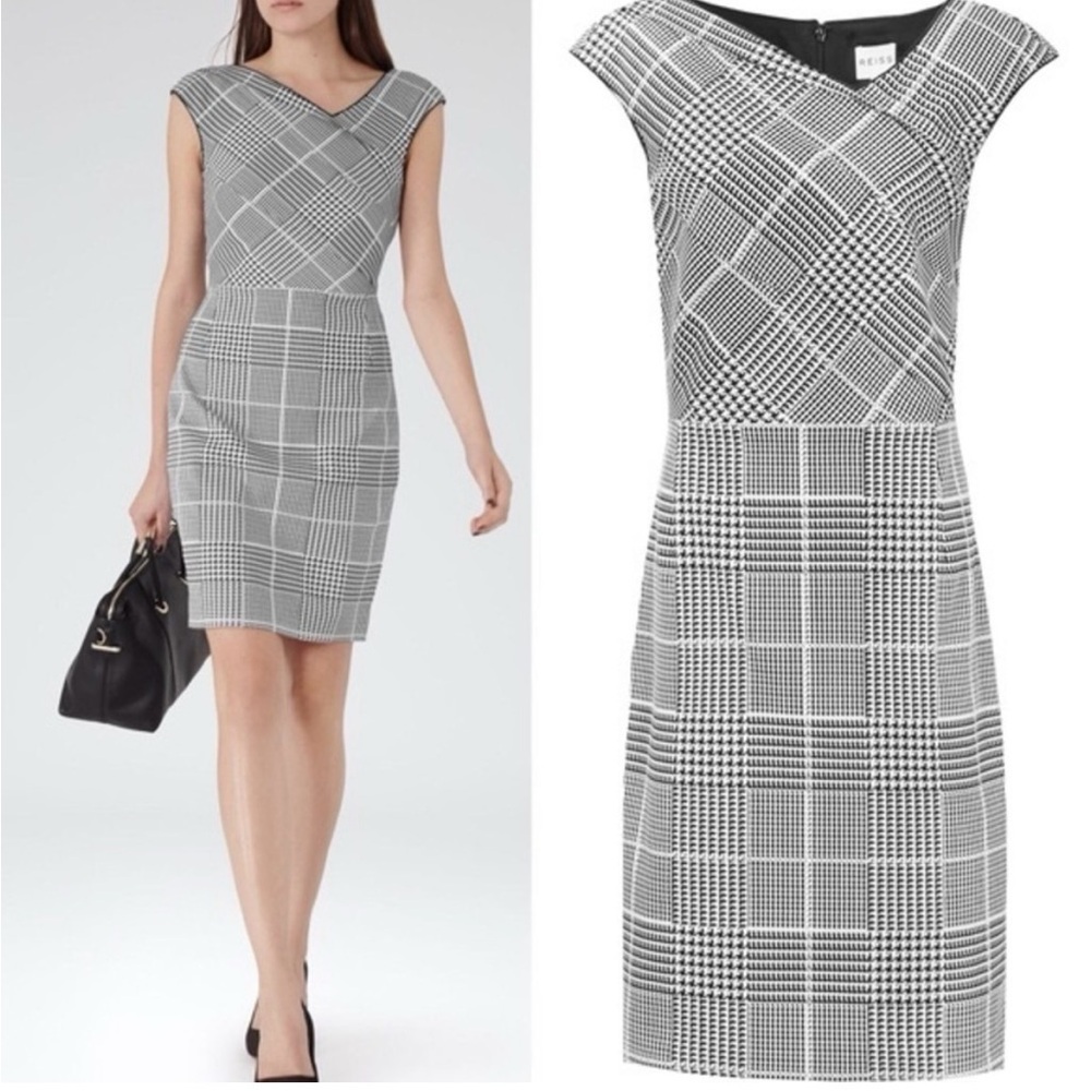 Reiss Black and White Checkered Dress